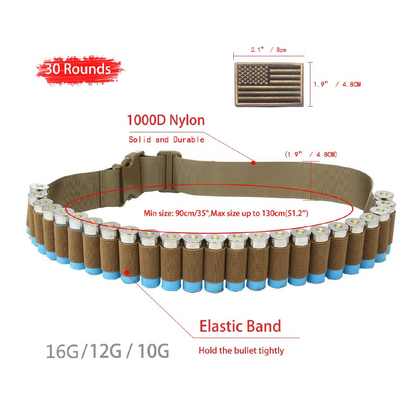 Shotgun Shell Bullet Bandolier Belt 30 Rounds