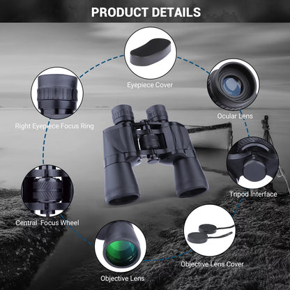 20X50 Binoculars for Adults, HD High Powered Binoculars, Waterproof Binoculars for Bird Watching Hunting Camping