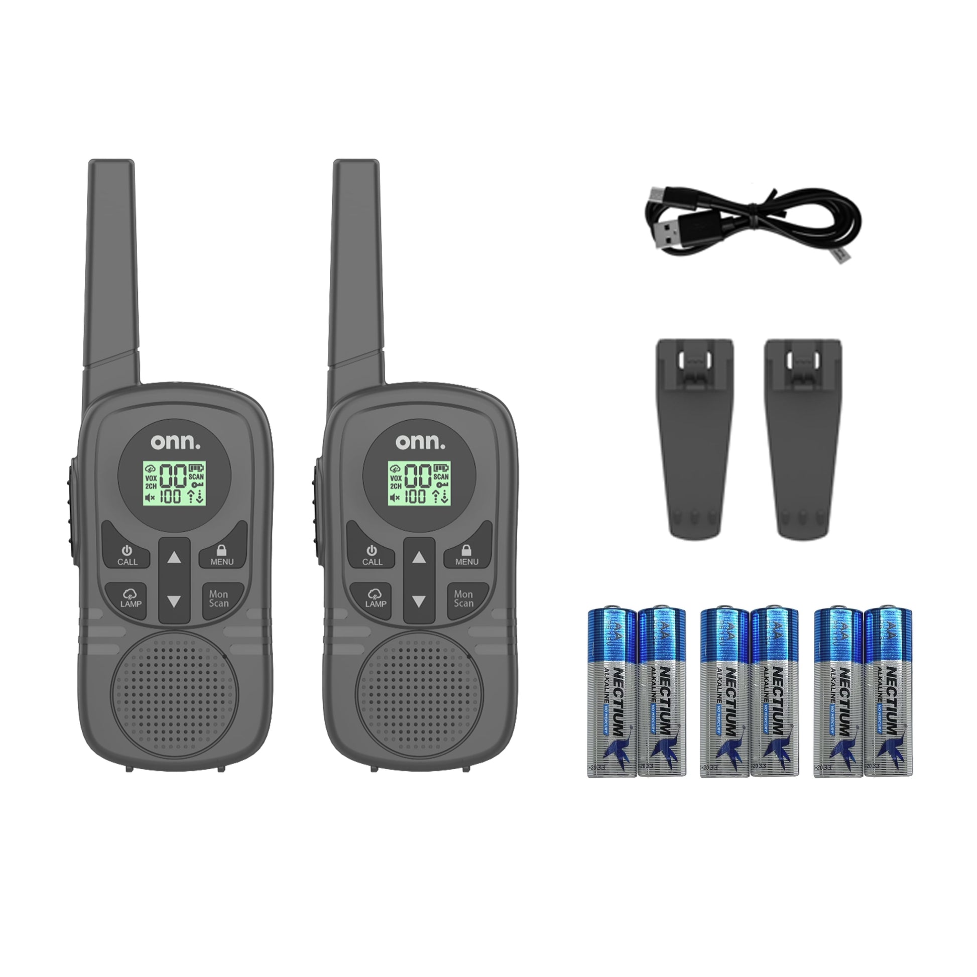 16 Miles Walkie Talkies 2 Pack with Two Way Radios, LED Light, 121 Privacy Channels