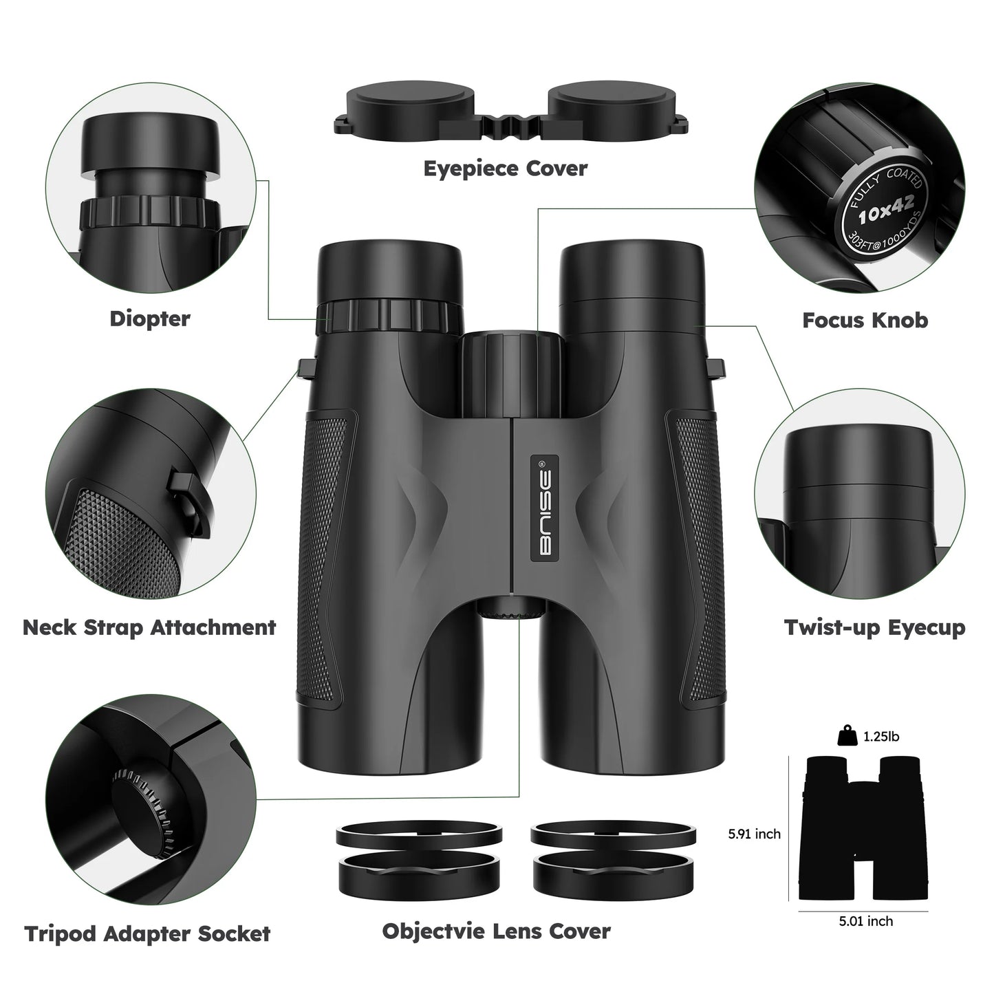 Binoculars for Adults , 10X42 HD Professional Binoculars with Low Night Vision.Bak 4 Prism FMC Lens, Perfect Optics Binoculars for Bird Watching,Hunting,Outdoor Traveling Hiking