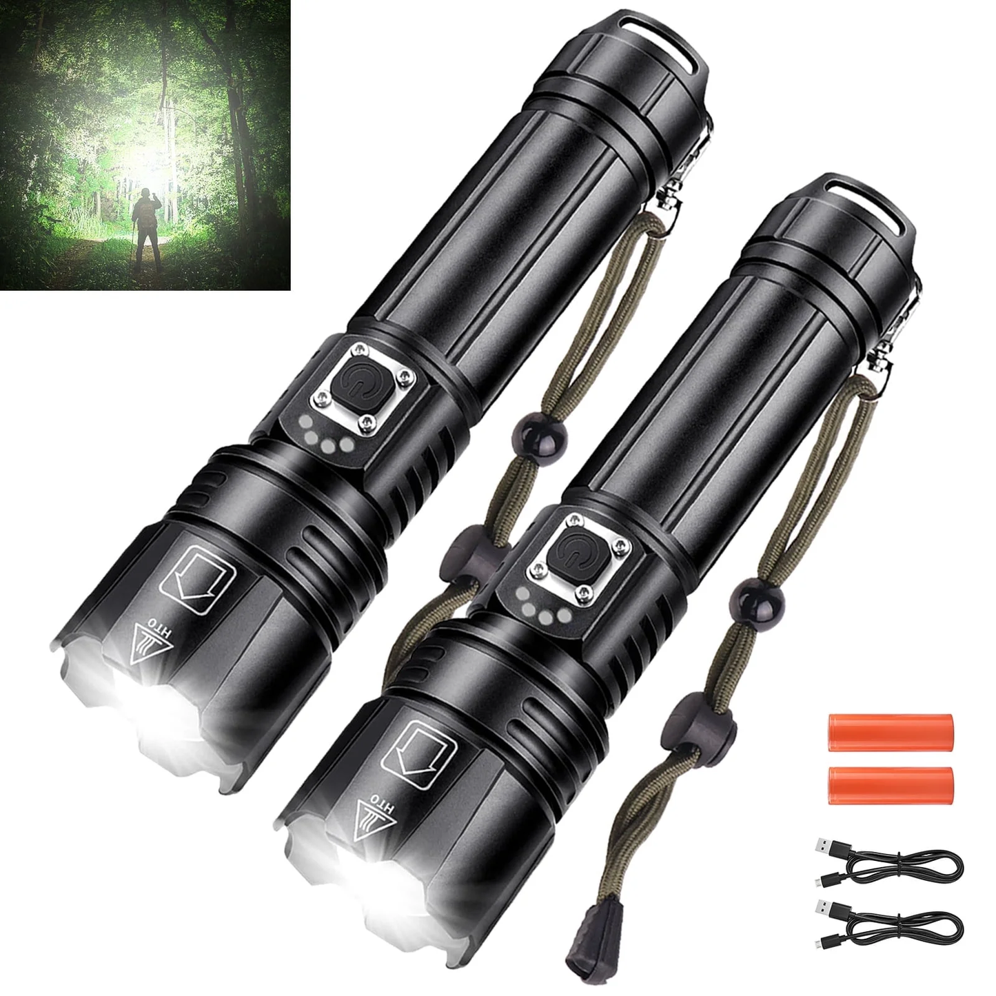 10000 Lumens LED Flashlight 5 Modes 2 Pack