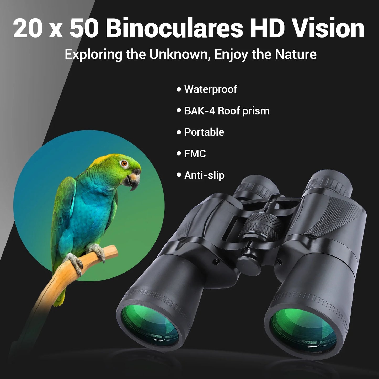 20X50 Binoculars for Adults, HD High Powered Binoculars, Waterproof Binoculars for Bird Watching Hunting Camping