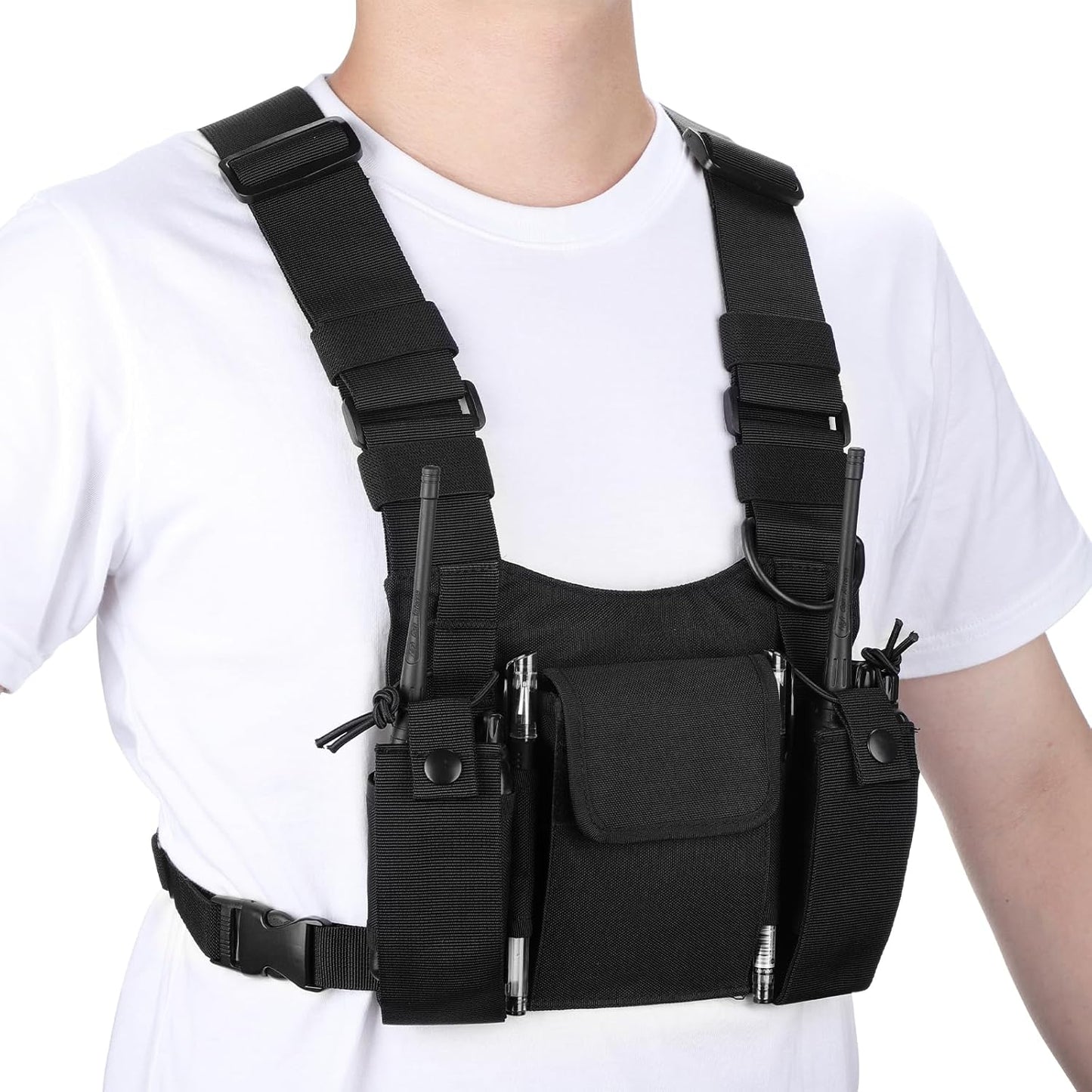 Radio Chest Harness Chest Front Pack Pouch Holster Vest Rig for Two Way Radio Walkie Talkie(Rescue Essentials)