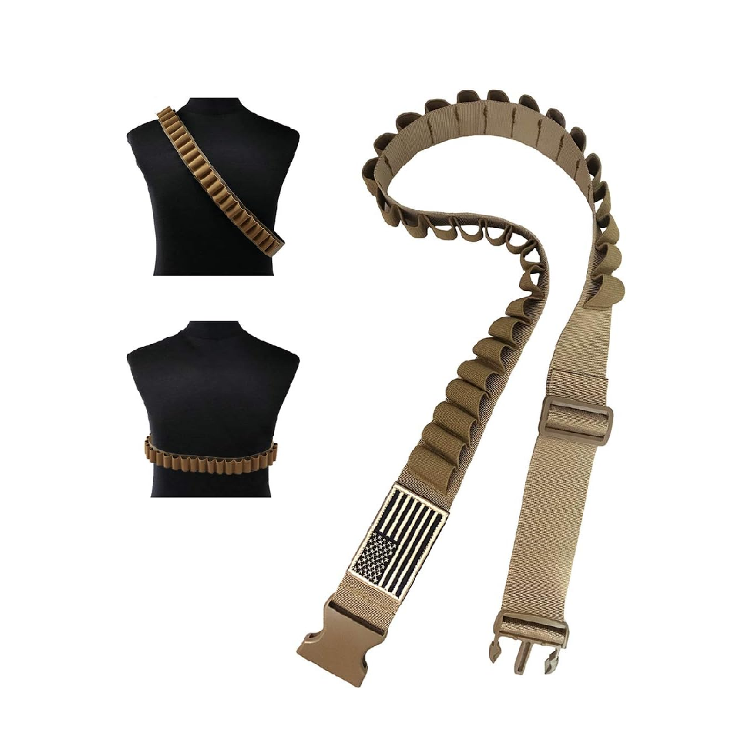 Shotgun Shell Bullet Bandolier Belt 30 Rounds