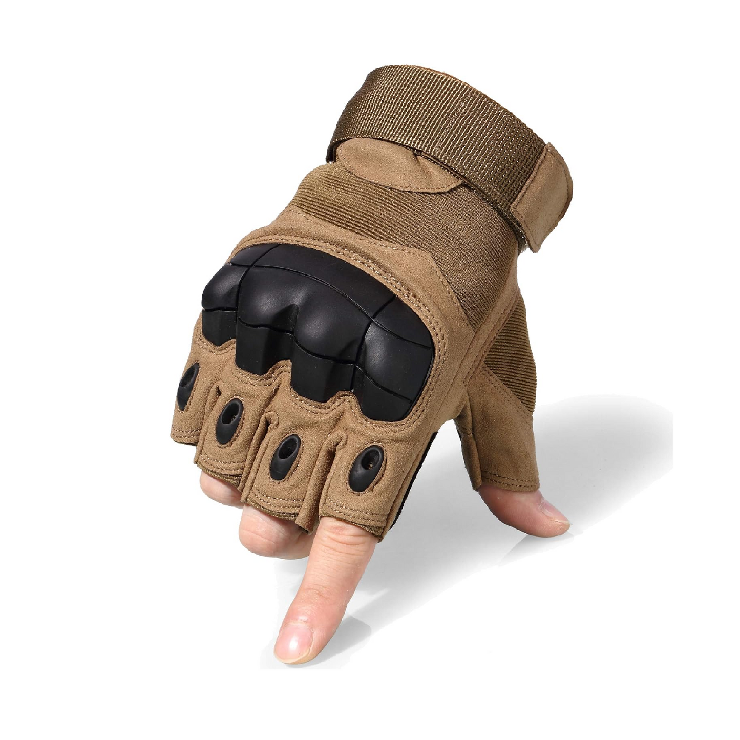 Tactical Fingerless Gloves M-Size Brown