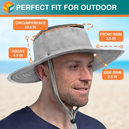 Wide Brim Sun Hat for Men Women, Sun Protection UV Hat, Safari Hiking Boonie Hat