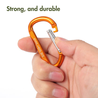 2 Pack Spring Loaded D-Shaped Aluminum Carabiners, 6 Centimeters, Model 70026