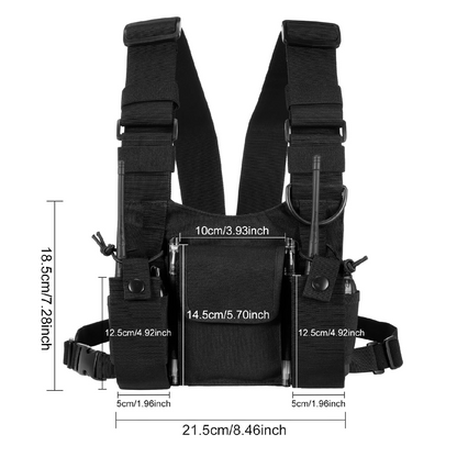 Chest vest for 2 handheld radios (walkie-talkies)