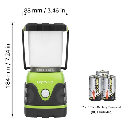 1000 Lumen Lepro Battery Powered LED Camping Lantern