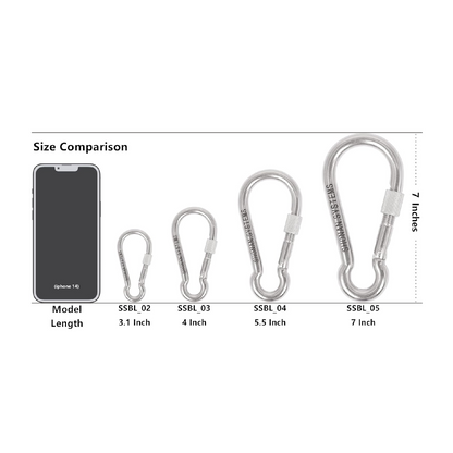 Shonan 3.1 In. Locking Carabiner Steel 4 Pack