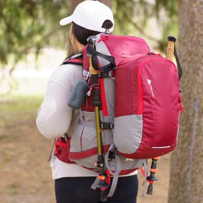 2-In-1 Family Pack, 35 Liter Hiking Backpack with Detachable 15 Liter Daypack, Red