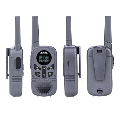 Onn 16 Miles Two-Way Walkie Talkie 2 Pack Gray