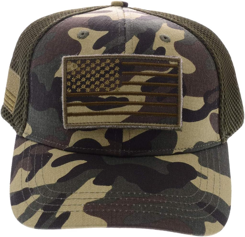 Camouflage Trucker Special Tactical Operator Forces USA Flag Patch Baseball Cap