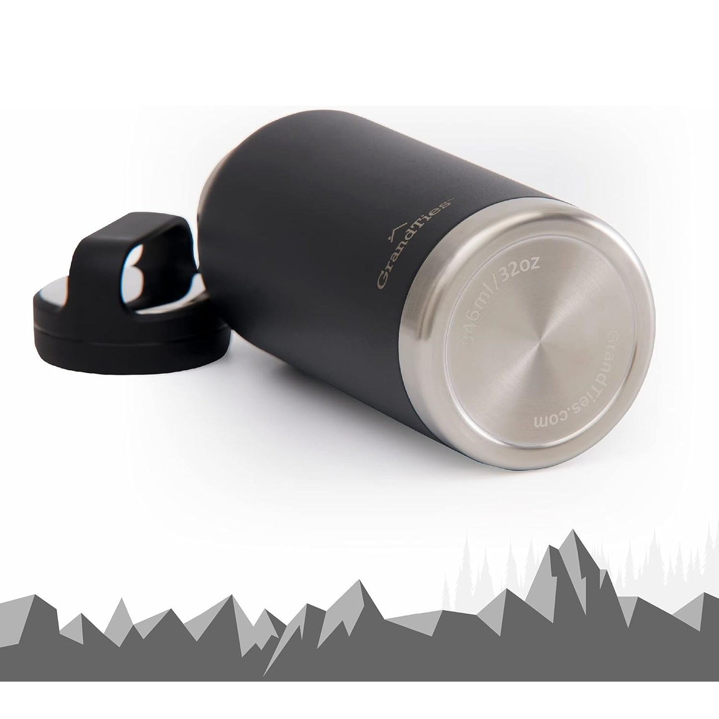 GrandTies Travel Water Bottle 32 Oz Black