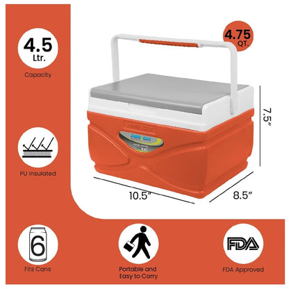 4.5 Liter Hard Portable Cooler Orange