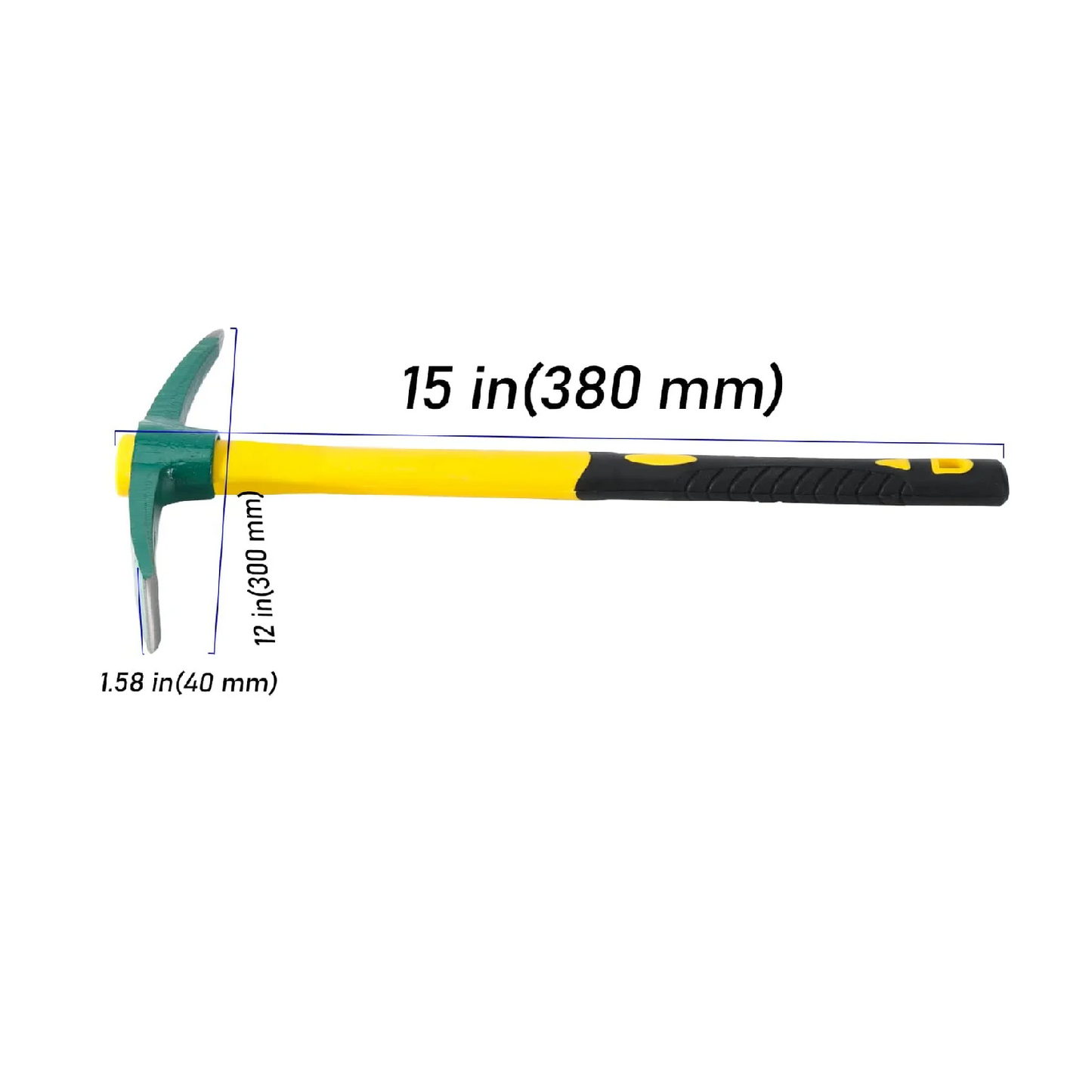 15 In. Zeonhak Forged Steel Weeding  Pick Axe with Fiberglass Handle