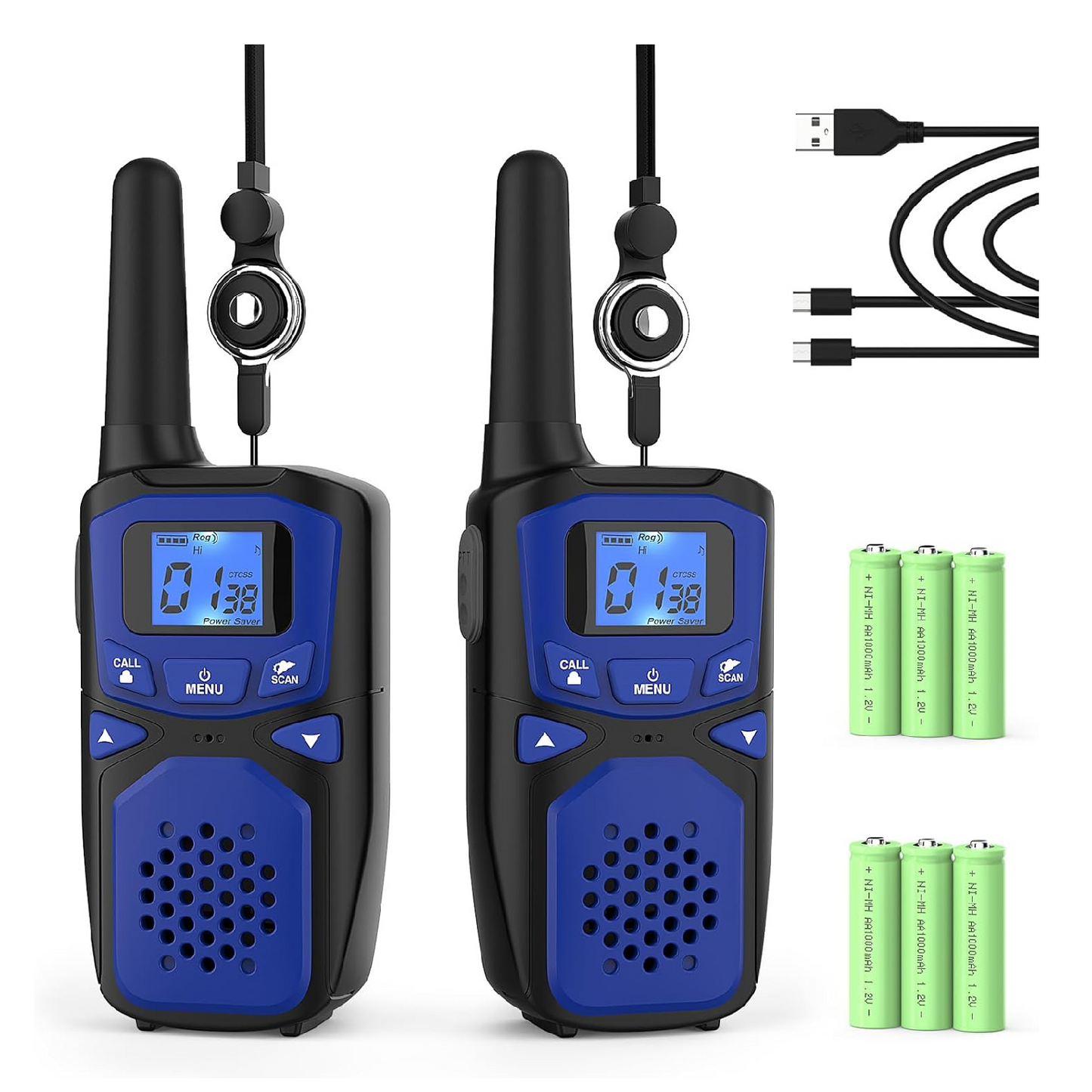 Portable Adult Two-Way Walkie Talkie 2 Pack Blue