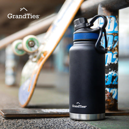 GrandTies Travel Water Bottle 32 Oz Black