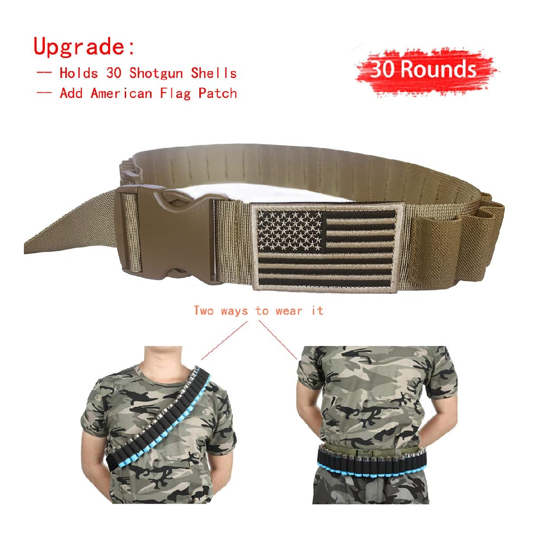 Shotgun Shell Bullet Bandolier Belt 30 Rounds