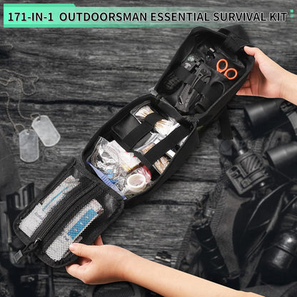 171PCS Survival First Aid Kit with Survival Gear, First Aid Supplies, Emergency Tent, and MOLLE Nylon Bag, Ideal for Car, Travel, Home, Outdoor Adventures, for Men, Christmas, Teens