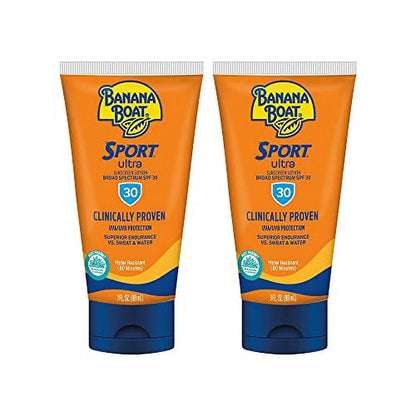 Sport Ultra Sunscreen Lotion SPF 30, Travel Size 3Oz Twin Pack, Sweat & Water Resistant Sunblock for Active Lifestyle