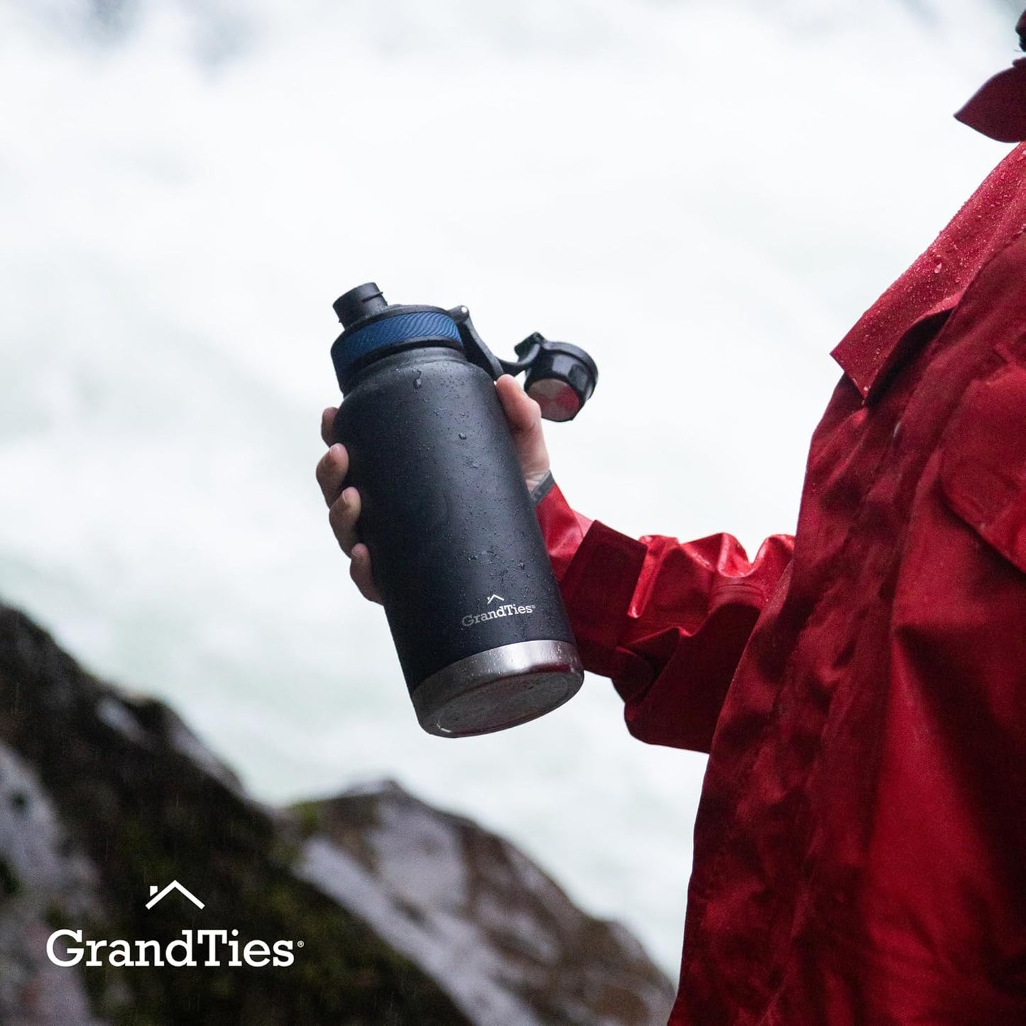 GrandTies Travel Water Bottle 32 Oz Black