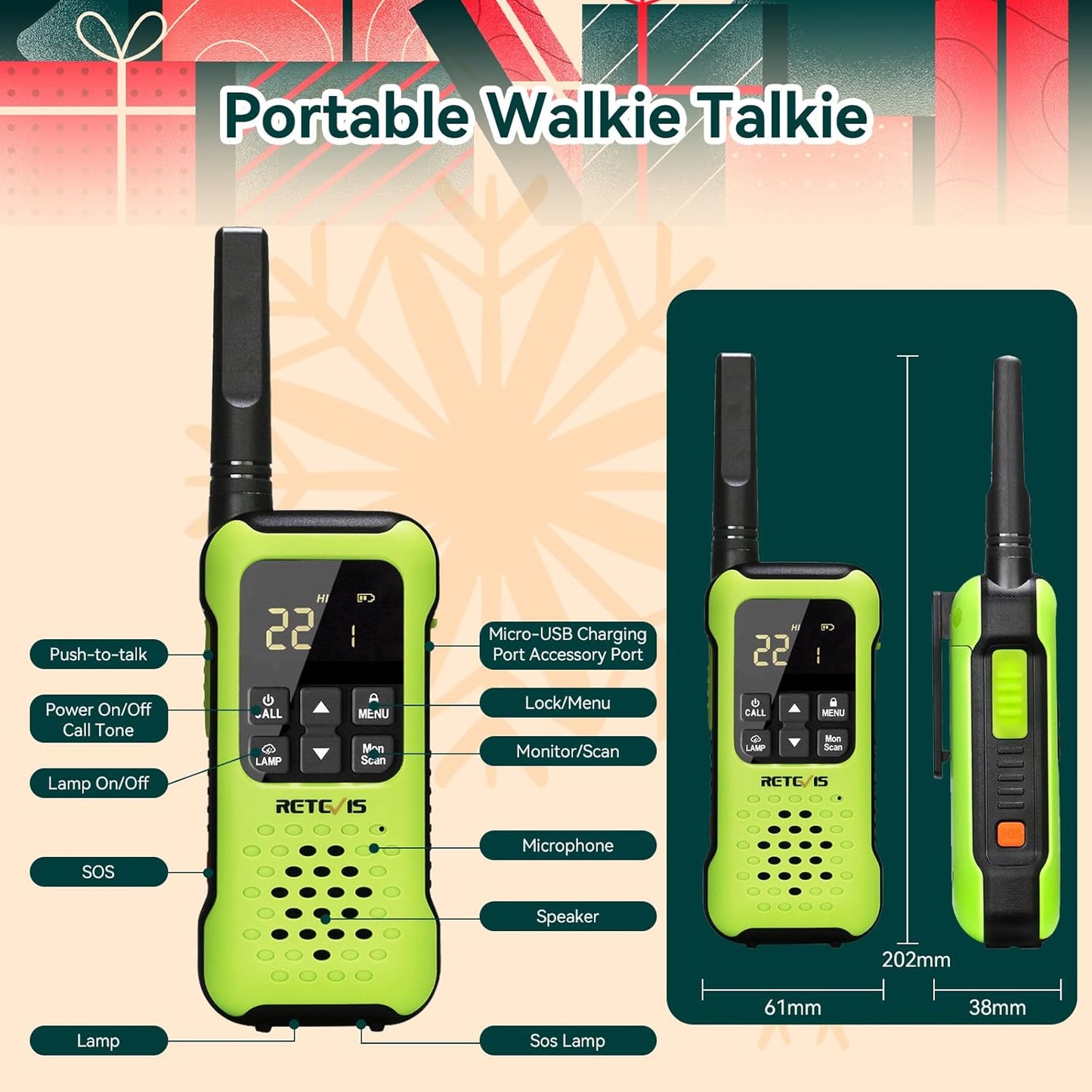 RT49P Waterproof Walkie Talkies, IP67 Floating 2 Way Radio, NOAA Walkie Talkie, 1200Mah Rechargeable AA Batteries, SOS Flashlight Two Way Radio for Skiing Kayaking 2 Pcs