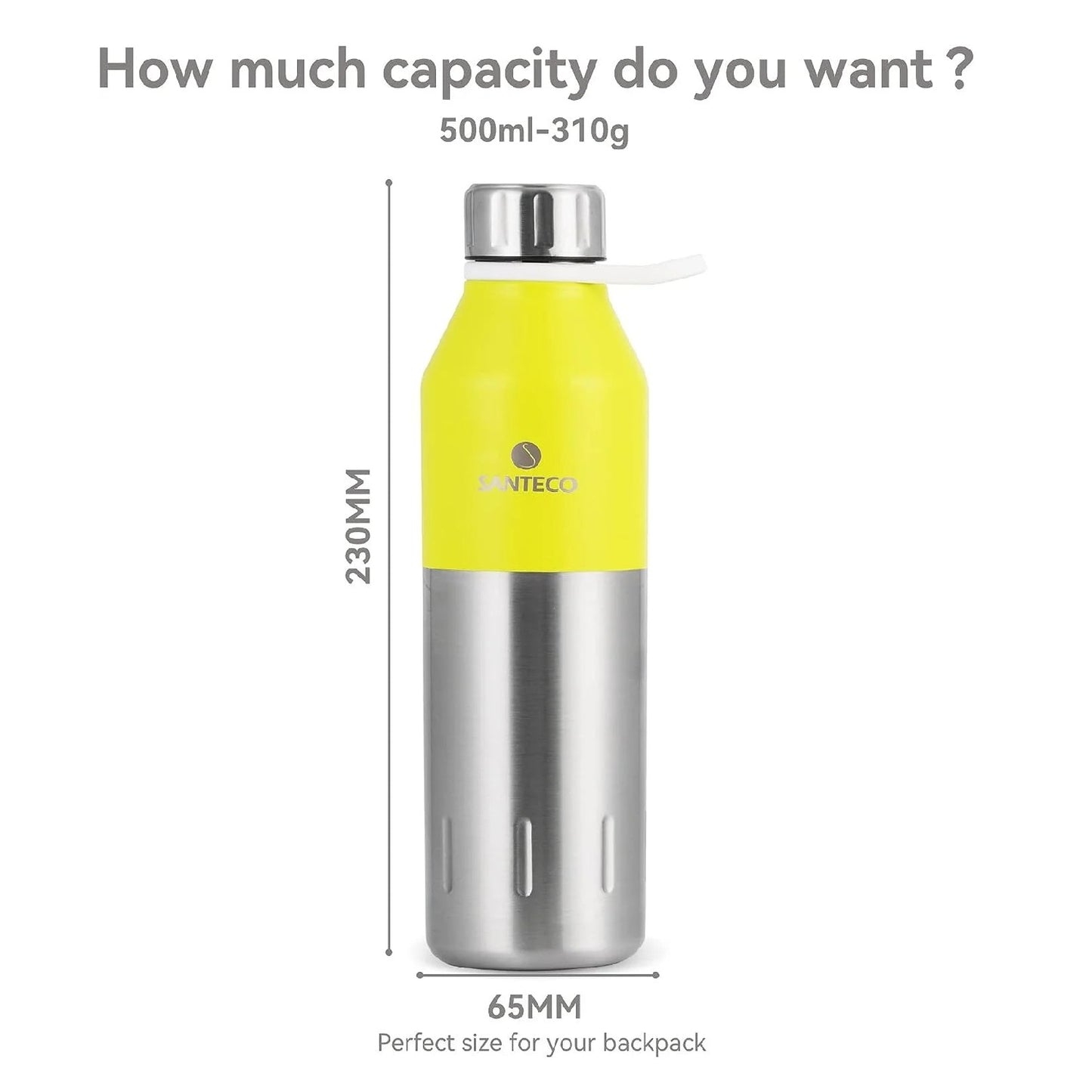 Santeco Stainless Steel Water Bottle 17 Fl Oz Yellow