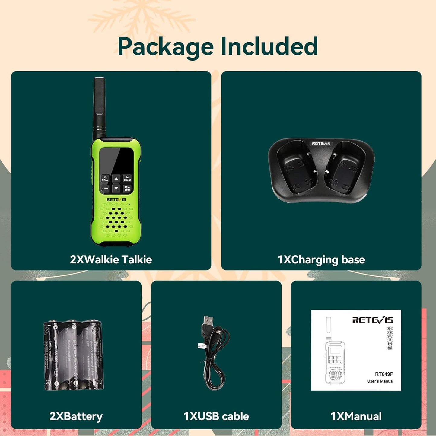 RT49P Waterproof Walkie Talkies, IP67 Floating 2 Way Radio, NOAA Walkie Talkie, 1200Mah Rechargeable AA Batteries, SOS Flashlight Two Way Radio for Skiing Kayaking 2 Pcs