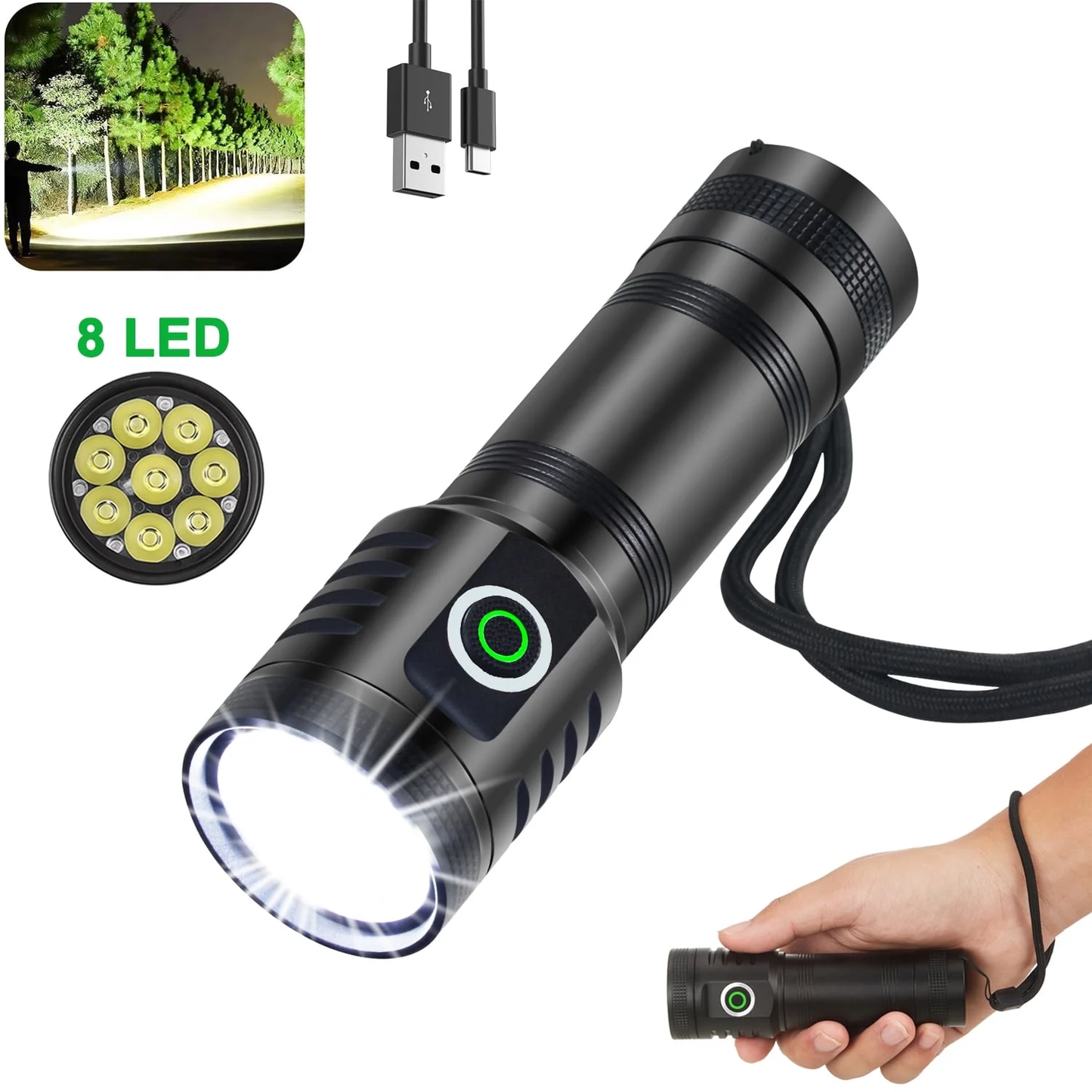 990000 Lumens Zacro Rechargeable Flashlight