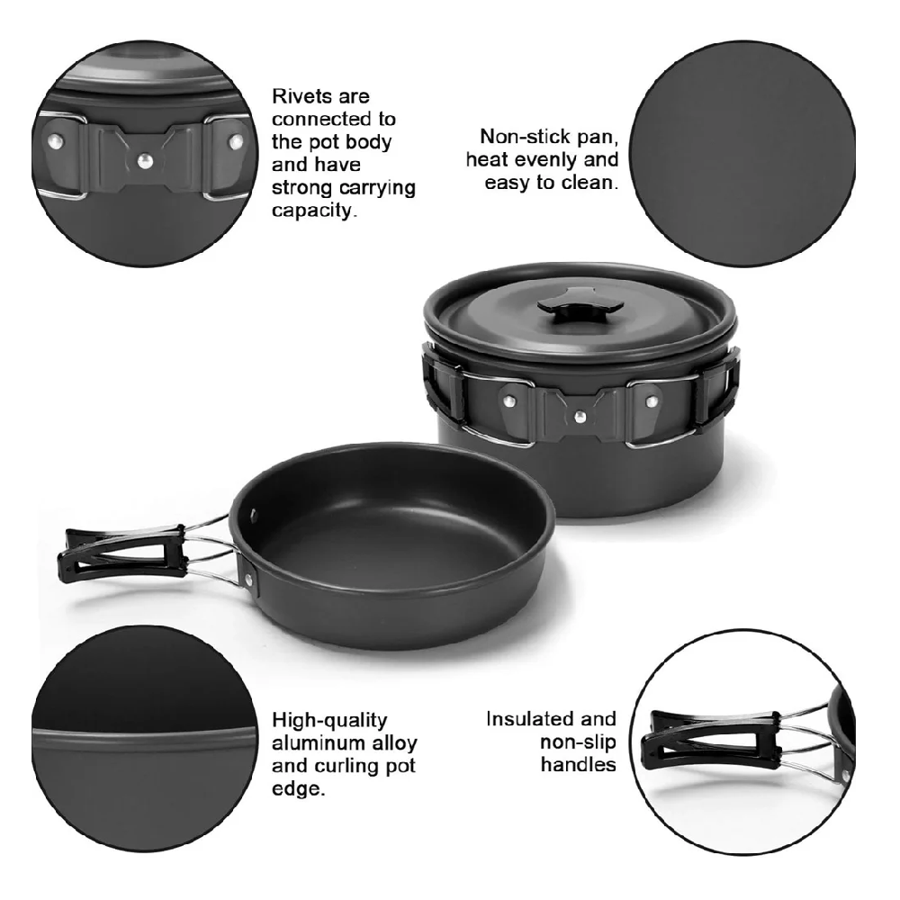 13 Pcs Camping Cookware Set with Mini Stove