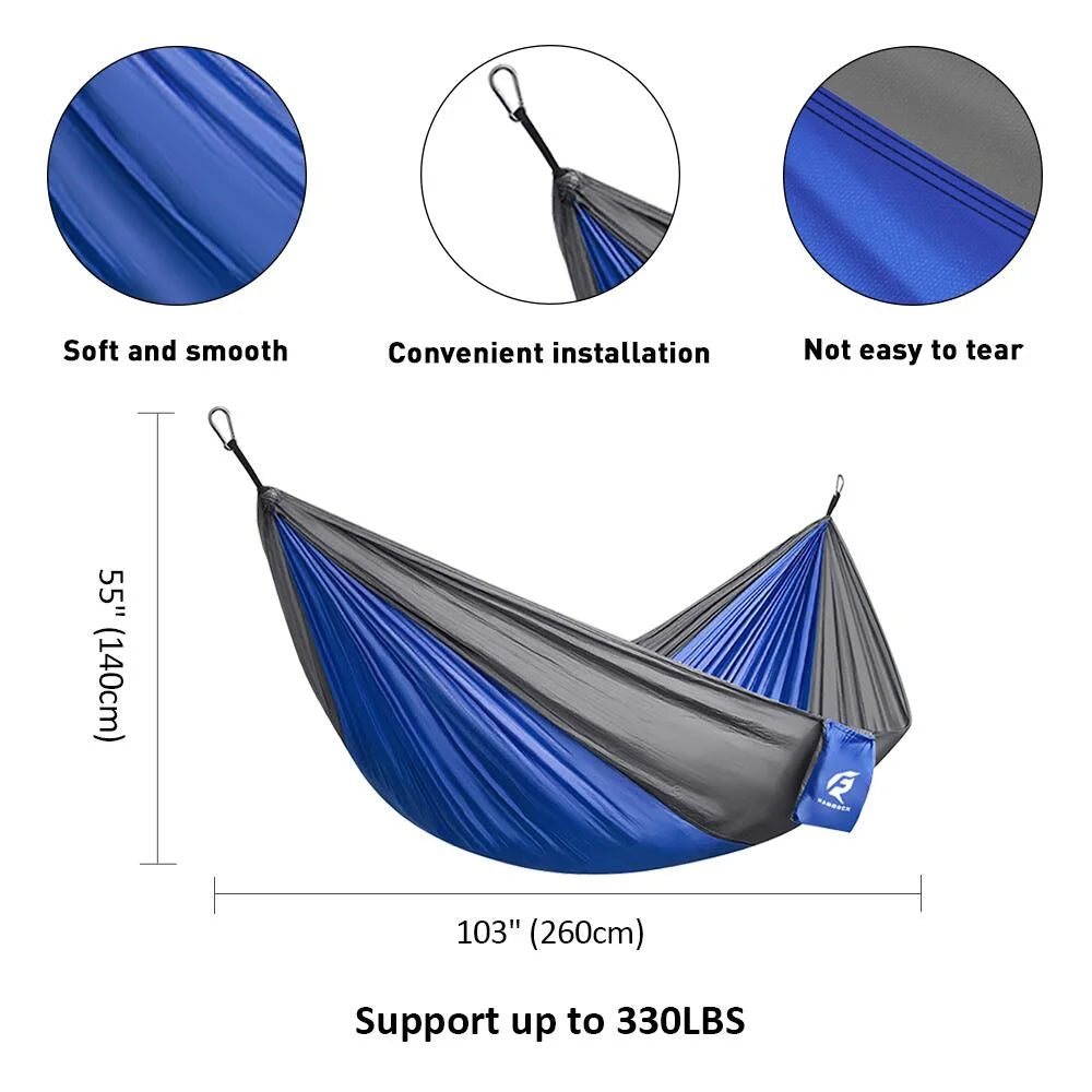 Hammock Nylon Portable Travel Camping Hammock, Blue/Gray