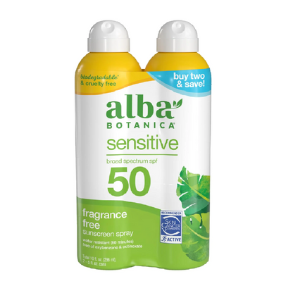 Alba Botanica Sensitive SPF 70 Sunscreen Spray 5 Fl Oz Pack of 2