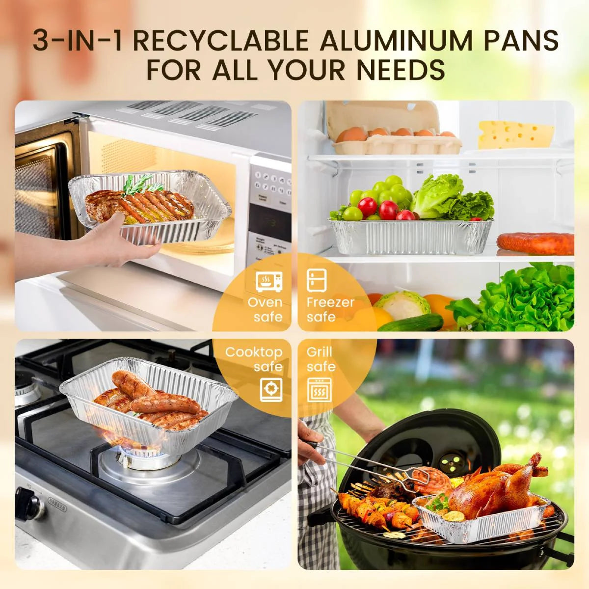 Aluminum Pans Disposable Foil (30 Pack) - Half Size Steam Table Deep Pans - Tin Pans Great for Cooking, Heating, Storing, Prepping Food