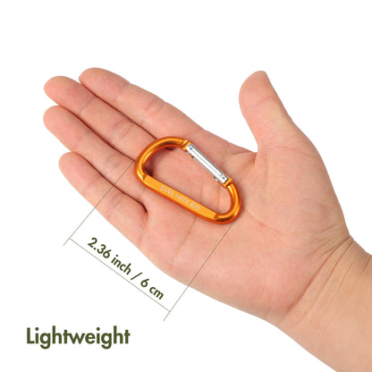 2 Pack Spring Loaded D-Shaped Aluminum Carabiners, 6 Centimeters, Model 70026