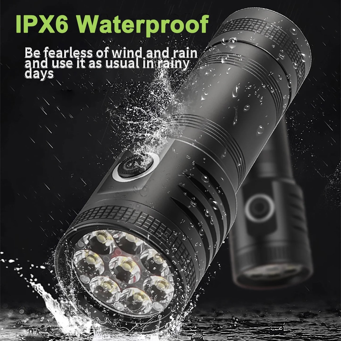 High Power Rechargeable Flashlight, 990000 High Lumens Super Bright Powerful Handheld Flashlight with 5 Modes, 8 XPG LED Flashlight for Emergencies, Camping, Home, Black