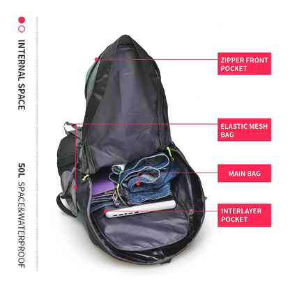 50L Hiking Water Resistant Backpack