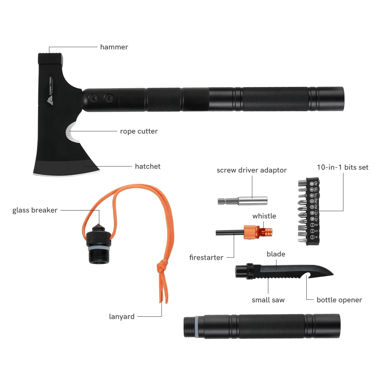 15.35 Inch 30-In-1 Survival Kit, Aluminum Handle Folding Shovel with Hard Carrying Case