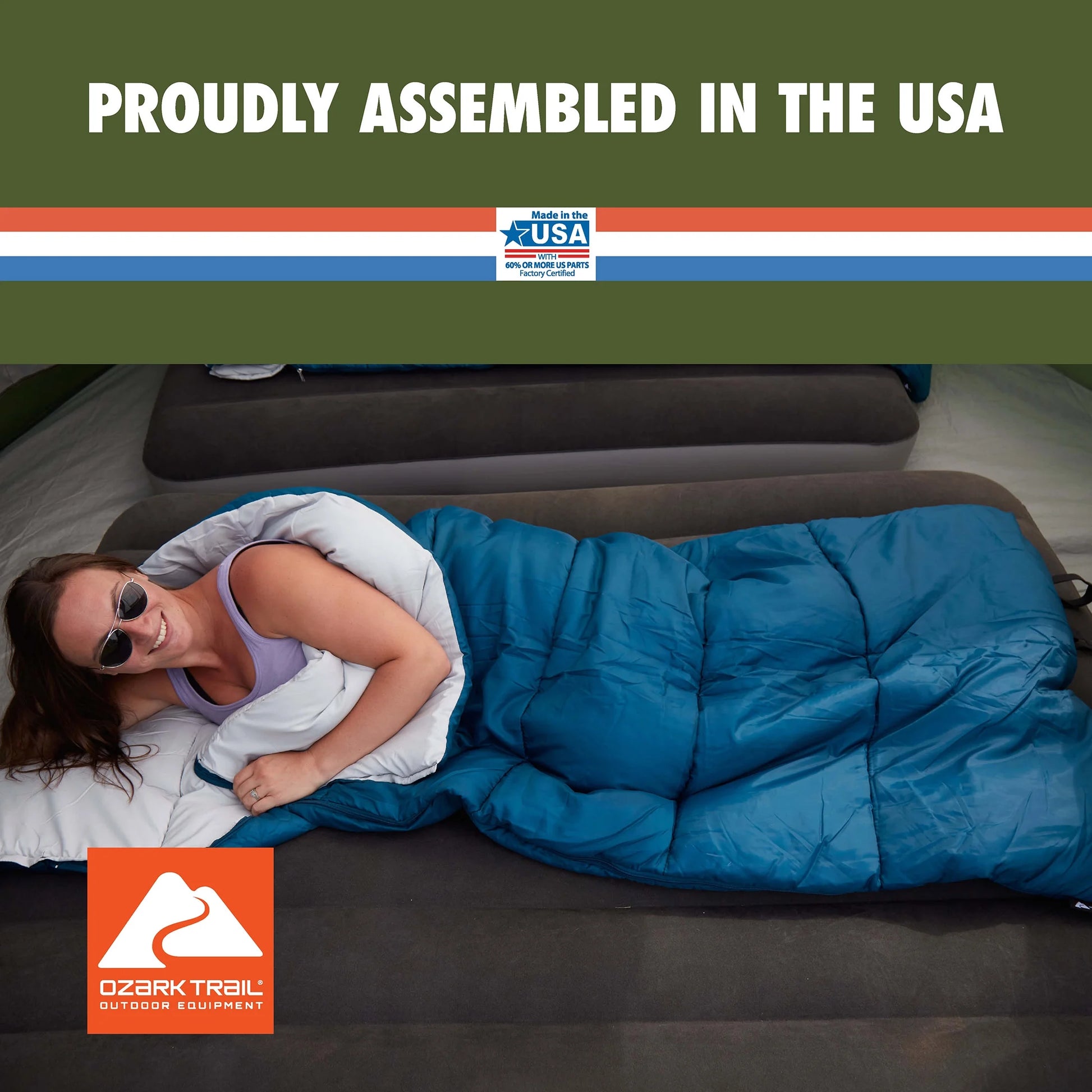 35-Degree Cool Weather Rectangular Sleeping Bag, Blue, 33"X77"