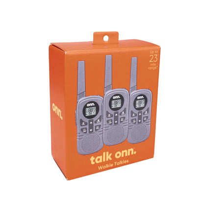 23 Mile Walkie Talkie 3 Pack with Two Way Radios, LED Light, 22 FRS Channel Options