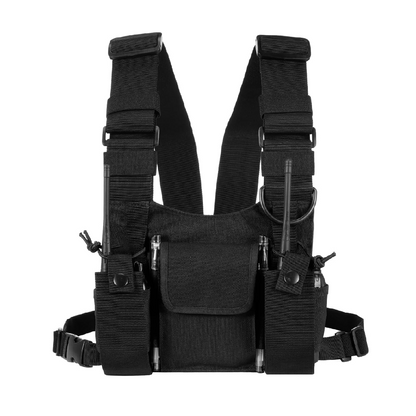 Chest vest for 2 handheld radios (walkie-talkies)