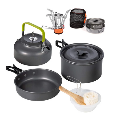 13 Pcs Camping Cookware Set with Mini Stove