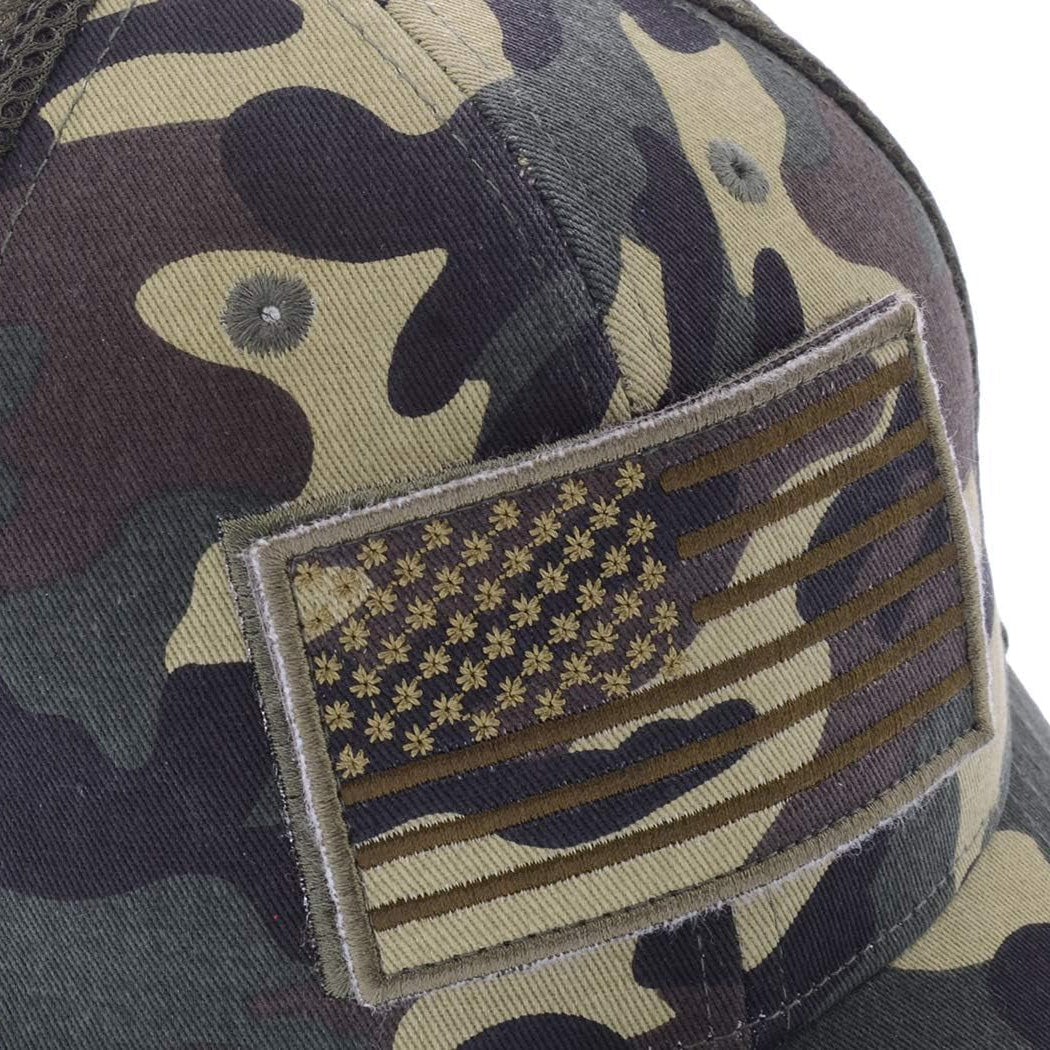 Camouflage Trucker Special Tactical Operator Forces USA Flag Patch Baseball Cap