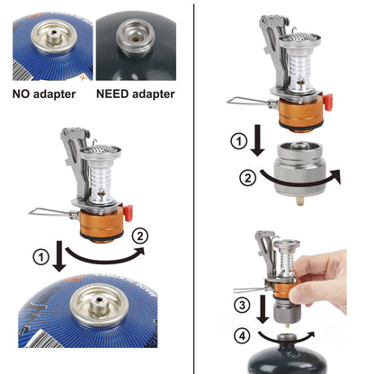 4 Piece All-In-1 Portable Camping Stove Stand & Adapter Set, Model 31408, Propane